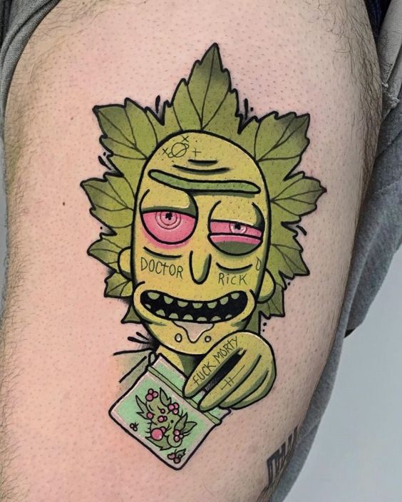 tatuagem de maconha rick n morty