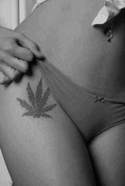 tatuagem de maconha na virilha